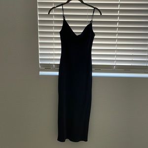 Navy Satin Cowl Neck Slip Dress